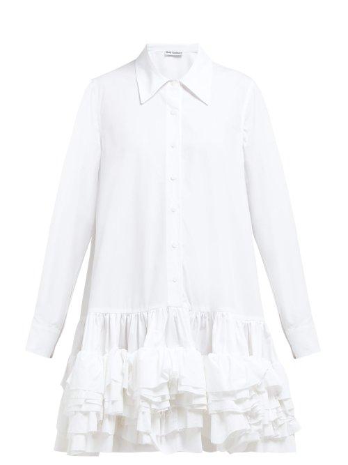 Matchesfashion.com Molly Goddard - Annie Ruffled Hem Cotton Dress - Womens - White