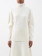 Another Tomorrow - High-neck Dolman-sleeve Wool Sweater - Womens - Cream