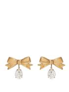 Matchesfashion.com Rodarte - Crystal Embellished Bow Earrings - Womens - Gold