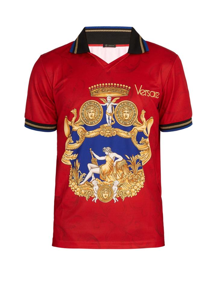 Versace Printed Jersey Polo Shirt