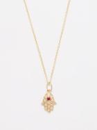 Sydney Evan - Diamond, Ruby And 14kt Gold Hamsa Pendant Necklace - Mens - Gold