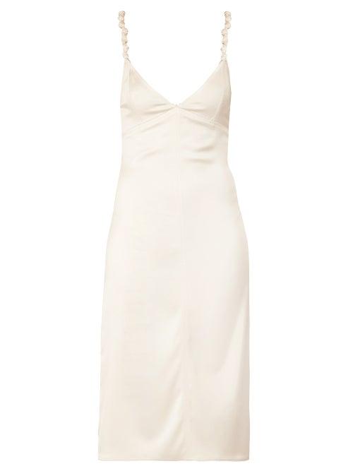 Matchesfashion.com Bottega Veneta - Knotted Strap Satin Pencil Dress - Womens - Ivory