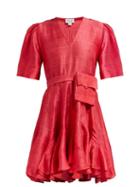 Matchesfashion.com Rhode Resort - Vivienne Slubbed Silk Dress - Womens - Red