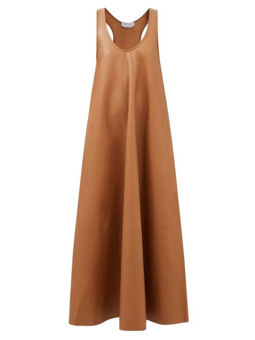 Gabriela Hearst - Niki Scoop-neck Leather Dress - Womens - Brown