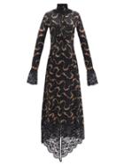 Matchesfashion.com Paco Rabanne - Floral-print Lace-trim Maxi Dress - Womens - Black Print