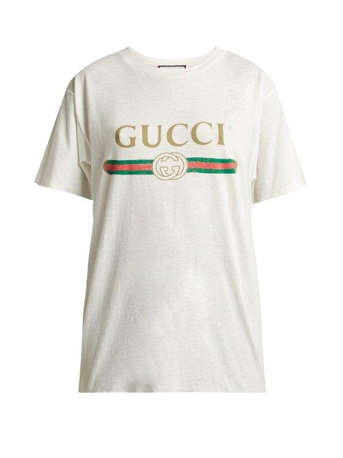 Matchesfashion.com Gucci - Vintage Logo Cotton Jersey T Shirt - Womens - White