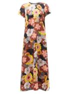 La Doublej - Swing Floral-print Silk-faille Midi Dress - Womens - Floral