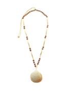 Matchesfashion.com Tohum - Shell 24kt Gold-plated Beaded Necklace - Womens - Brown Multi
