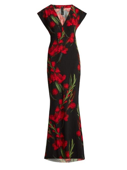 Matchesfashion.com Norma Kamali - Floral Print Maxi Dress - Womens - Black Print