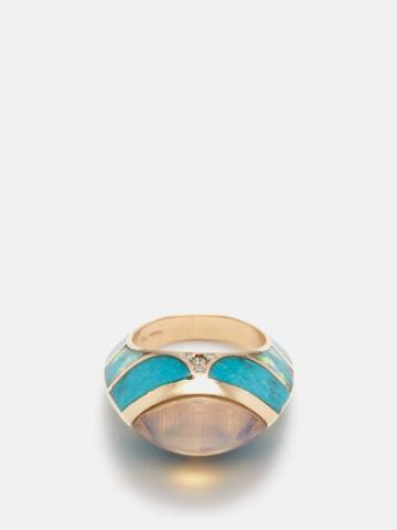 Jacquie Aiche - Diamond, Opal, Turquoise & 14kt Gold Ring - Womens - Blue Multi