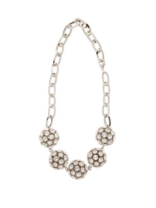 Matchesfashion.com Alessandra Rich - Crystal Embellished Sphere Necklace - Womens - Crystal