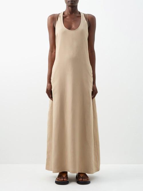 Brunello Cucinelli - Monili-embellished Twill Maxi Dress - Womens - Beige