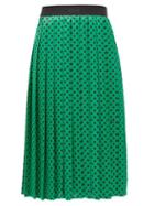 Matchesfashion.com Msgm - Polka-dot Pleated Midi Skirt - Womens - Green
