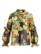 Matchesfashion.com Peter Pilotto - Floral Print Silk Georgette Blouse - Womens - Brown Multi