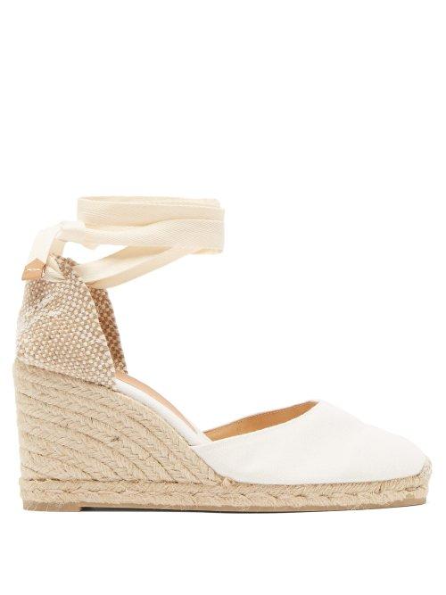 Matchesfashion.com Castaer - Carina Canvas Wedge Espadrilles - Womens - White