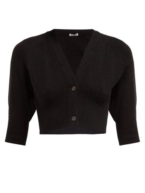 Matchesfashion.com Miu Miu - Cropped Cashmere Cardigan - Womens - Black