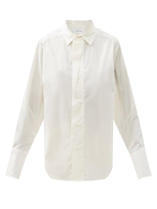 Matchesfashion.com Frame - Oversized Gathered Cotton-poplin Shirt - Womens - White