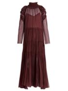 Chloé Floral-smocked Silk-crepon Midi Dress