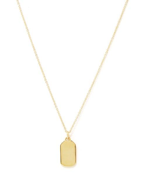 Lizzie Mandler - 18kt Gold Name Tag-pendant Necklace - Mens - Gold