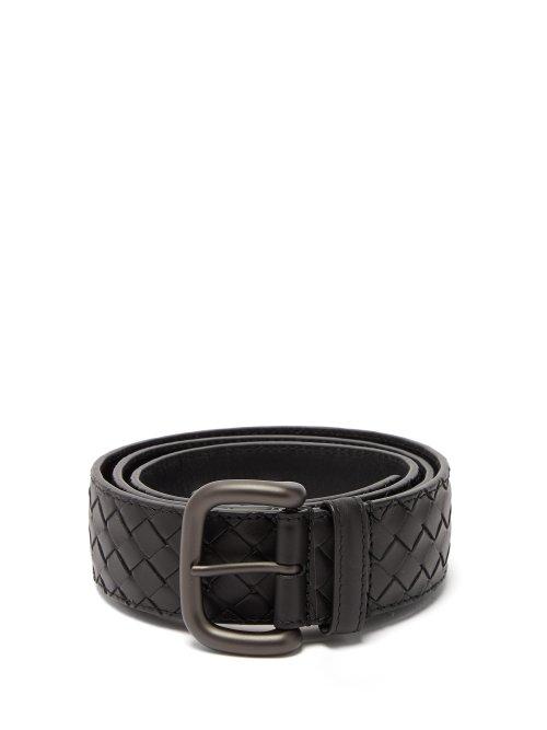 Matchesfashion.com Bottega Veneta - Intrecciato Leather Belt - Mens - Black