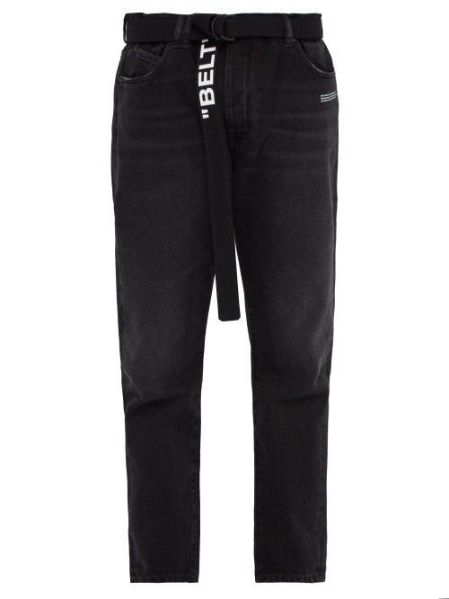 Matchesfashion.com Off-white - Logo Tapered Leg Jeans - Mens - Black