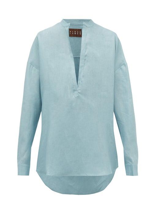 Matchesfashion.com Albus Lumen - Alois Oversized Linen Shirt - Womens - Light Blue