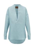 Matchesfashion.com Albus Lumen - Alois Oversized Linen Shirt - Womens - Light Blue