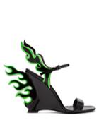 Matchesfashion.com Prada - Flame Patent Leather Sandals - Womens - Black Green