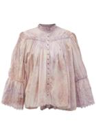 Matchesfashion.com Mimi Prober - Bronte Lace-trimmed Cotton-voile Blouse - Womens - Pink