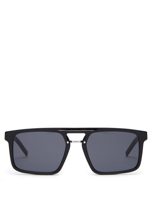 Matchesfashion.com Dior Homme Sunglasses - Black Tie Acetate Aviator Sunglasses - Mens - Black