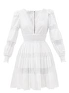 Dolce & Gabbana - Lace-insert Cotton-blend Jersey Mini Dress - Womens - White