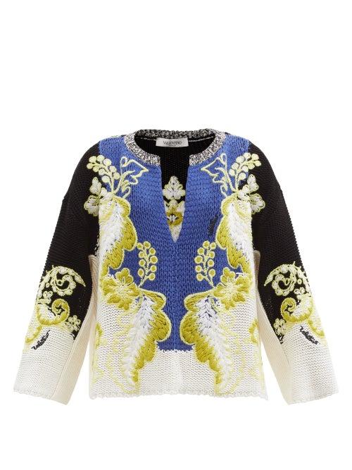 Matchesfashion.com Valentino - Arazzo-knitted Cotton Sweater - Womens - Multi