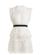 Matchesfashion.com Self-portrait - Floral Lace Bandeau Mini Dress - Womens - White