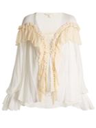 Jonathan Simkhai Grommet-detail Ruffled Silk-chiffon Blouse