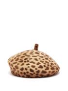 Matchesfashion.com Lola Hats - Frenchy Leopard-print Felt Beret - Womens - Brown