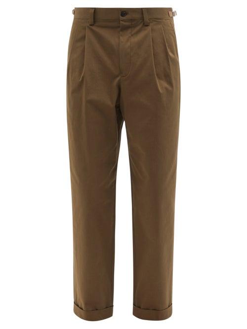 Matchesfashion.com Caruso - Pleated Cotton-blend Straight-leg Trousers - Mens - Beige
