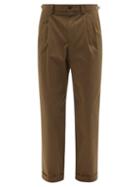 Matchesfashion.com Caruso - Pleated Cotton-blend Straight-leg Trousers - Mens - Beige