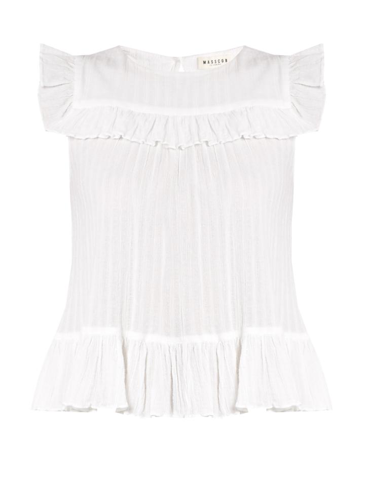 Masscob Sleeveless Ruffle-trimmed Cotton Top