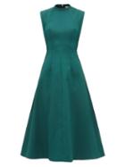 Matchesfashion.com Emilia Wickstead - Elisabeth A Line Cloqu Midi Dress - Womens - Dark Green