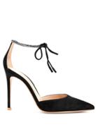 Matchesfashion.com Gianvito Rossi - Crystal Embellished 105 Suede Pumps - Womens - Black