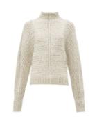 Matchesfashion.com Isabel Marant - Edilon High Neck Wool Blend Sweater - Womens - Light Grey