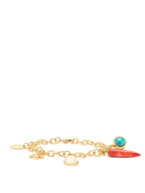 Matchesfashion.com Sylvia Toledano - Lucky Charms Turquoise & Carnelian Bracelet - Womens - Gold