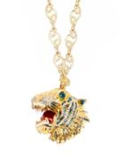 Matchesfashion.com Gucci - Crystal Embellished Tiger Head Necklace - Womens - Crystal
