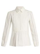 Chloé Lace-insert Pleated-bib Cotton Shirt