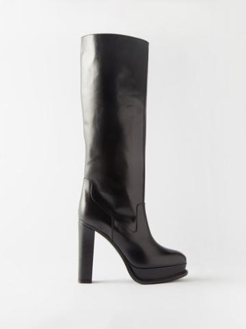 Alexander Mcqueen - 120 Platform Knee-high Leather Boots - Womens - Black