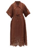 Matchesfashion.com Vita Kin - Charlotte Chelsea-collared Linen Dress - Womens - Brown