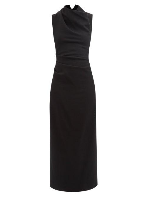 Raey - Cowl-neck Wool-crepe Dress - Womens - Black