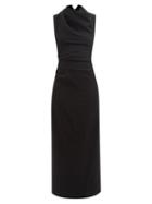 Raey - Cowl-neck Wool-crepe Dress - Womens - Black