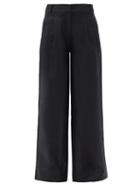Matchesfashion.com Asceno - Rivello Organic-linen Wide-leg Trousers - Womens - Black