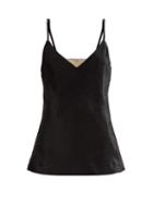 Jil Sander - V-neck Pann-velvet Top - Womens - Black